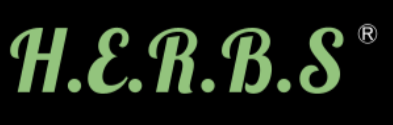 Logo of H.E.R.B.S with Green font on black background.